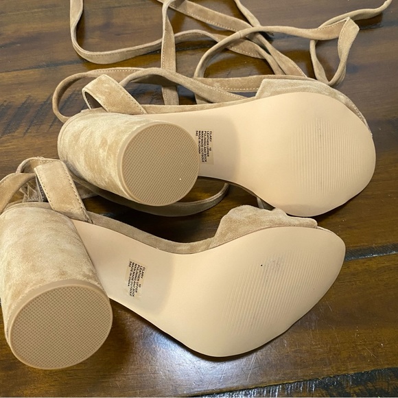 Steve Madden Camel Suede Lace Up Heels - Picture 8 of 9